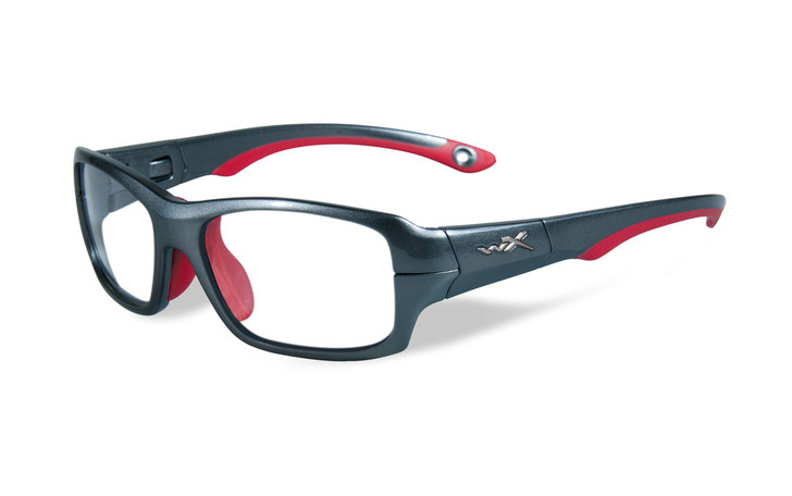 Wiley-X Youth Force Series 'Fierce' in Dark Silver & Red Safety Reading Glasses