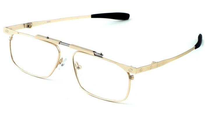 Calabria FAST-FOLD Metal Folding Eyeglasses w/ Case in Gold :: Progressive