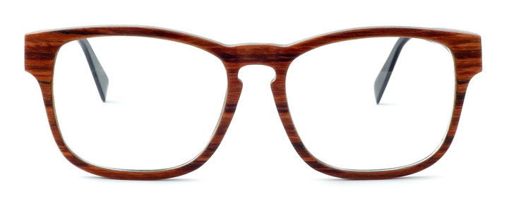 Specs of Wood Designer Wooden Eyewear Made in the USA "California Redwood" in Layered Redwood (Cherry) :: Progressive