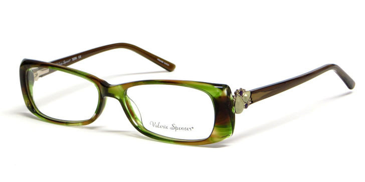 Valerie Spencer 9266 Designer Reading Glasses Tea Green Brown Tortoise Crystal