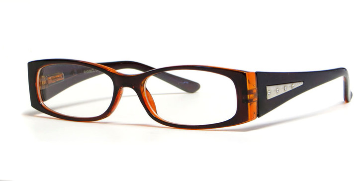 Calabria "Opti Clear" Designer Reading Glasses 3495 in Black Orange