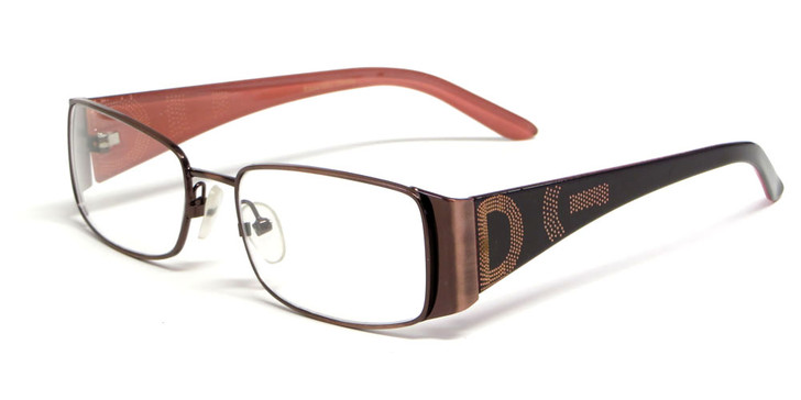 Calabria "Opti Clear" Designer Eyeglasses 3412 in Bronze Pink :: Progressive