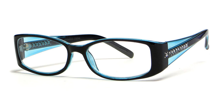 Calabria "Opti Clear" Designer Eyeglasses 3485 in Black Teal :: Rx Bi-Focal