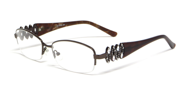 Calabria Viv Designer Eyeglasses 697 in Brown Marble :: Rx Bi-Focal