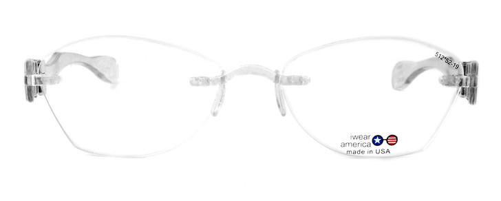 I Wear America Designer Rimless Eyewear Made in the USA "Freedom 1" in All Crystal :: Rx Bi-Focal