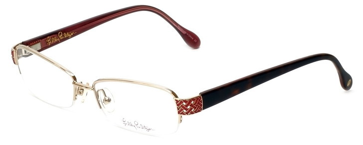 Lilly Pulitzer Authentic Designer EyeGlasses Eve Gold Red Havana Tortoise 51 mm