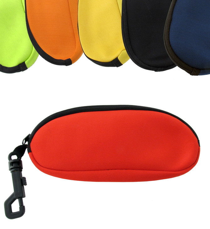 Large Zippered Floating Eyeglass/Sunglass Case w/Clip 5 Colors Red,Blue,Black +