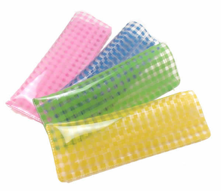 Gingham Print Vinyl Eyeglass Case SLIM FIT FOR SEMI RIMLESS FRAMES CHOOSE COLOR