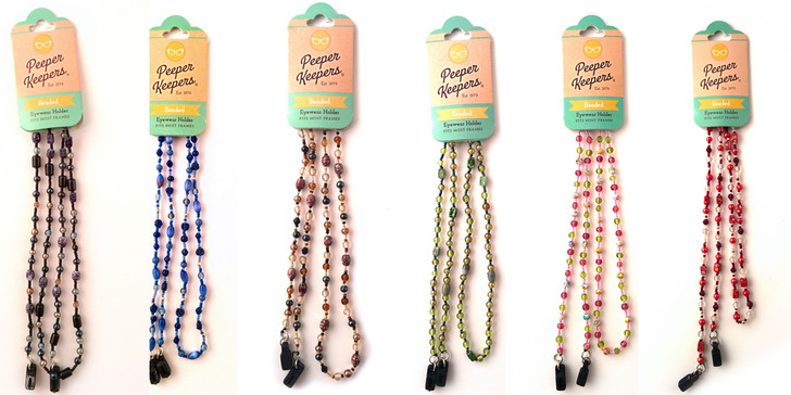 Peeper Keeper Authentic Glass Bead Eyeglass Necklace 4 New Color Options 27"Inch
