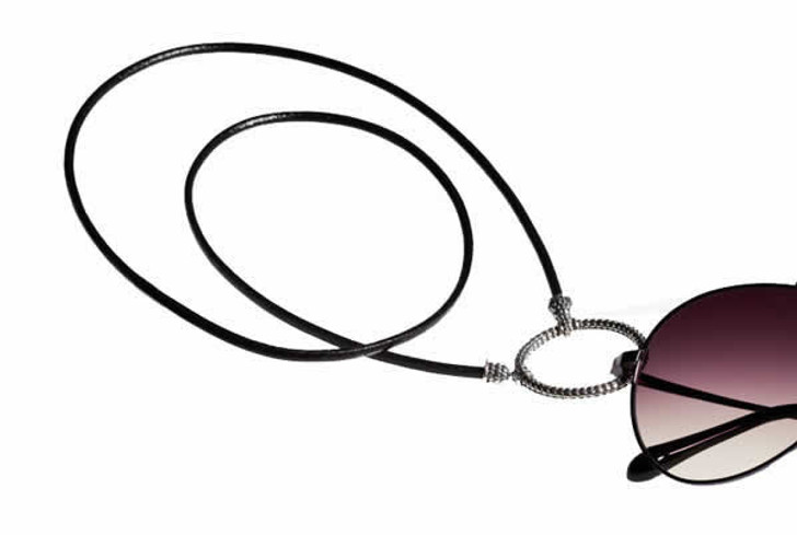 LA LOOP 966L Silver Plating & Braided Italian Leather Eyeglass Necklace