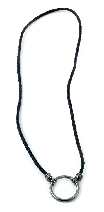 LA LOOP 972LP Designer Eyeglass Necklace Handmade Italian Braided Leather Black