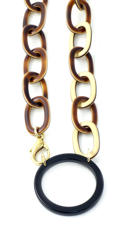 Valrose Acetate Eyeglass Necklace Crafted in France with All Natural Materials ; Ivory Acetate Chain (Ace948-Link05N)