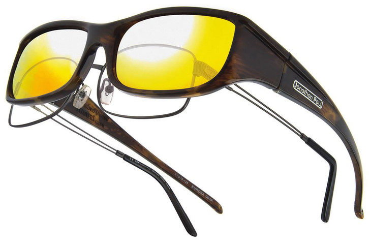 Jonathan Paul® Fitovers Eyewear Small Euroka in Brown-Marble & Gold Mirror E