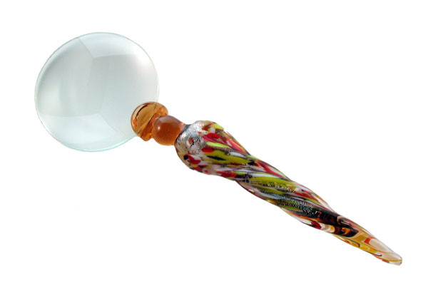 Handheld Magnifying Glass Art Glass Magnifier Amber