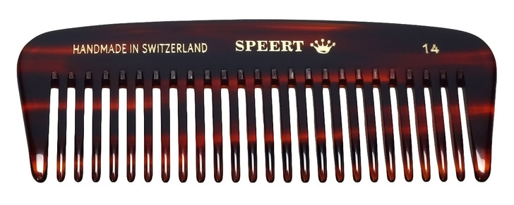 Speert Handmade Swiss European Comb #14 4"Inch Tortoise Bavana Brown Wide Tooth