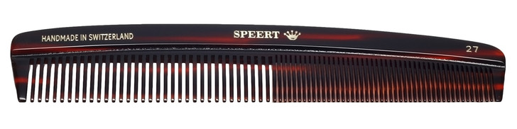 Speert Handmade Swiss European Comb Style #27 7"Inch Tort Brown Wide&Fine Tooth