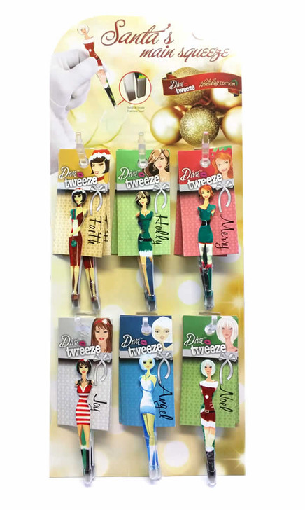Diva Tweezer Display Holidays Theme 12 Pieces Merry Angel Joy Noel Holly Faith