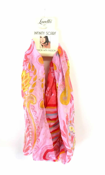 Lavello Infinity Fashion Scarf Style 19 Pink Yellow Orange Red Hood Double Loop