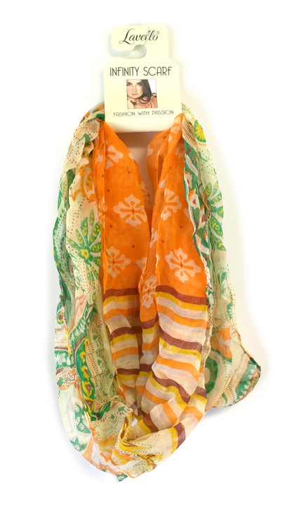 Lavello Infinity Fashion Scarf Style 39 in Yellow Orange Green Brown Double Loop