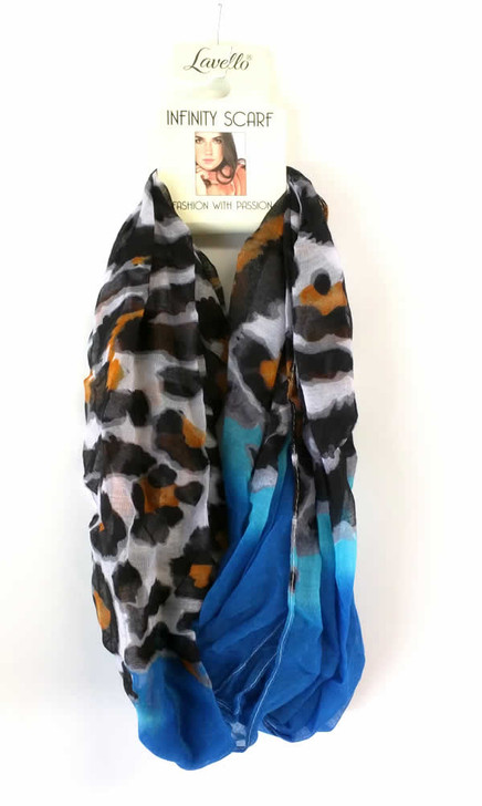 Lavello Infinity Fashion Scarf Style 45 New Snow Leopard Blue White Black Brown