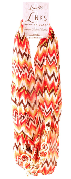 Lavello Links Infinity Scarf Style 9 Orange Red Yellow Brown White Gold Chain