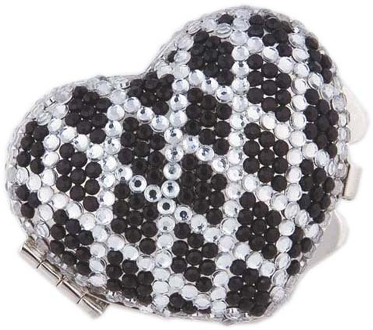 Speert Designer Pill Box Style 1152 Black&Clear Crystals Heart Shape 2"Inch x1.5