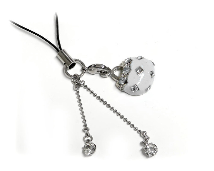Cell Phone Gems Charms Lanyard Accessory 6000 in White