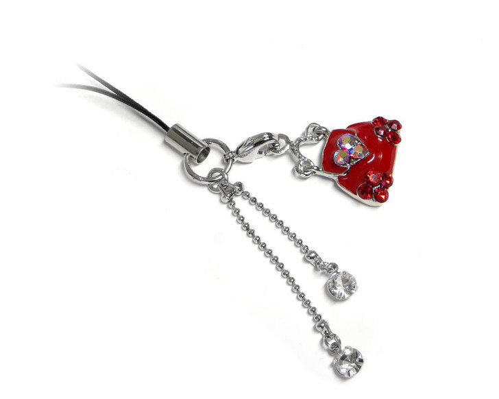 Cell Phone Gems Charms Lanyard Accessory 6004 in Red