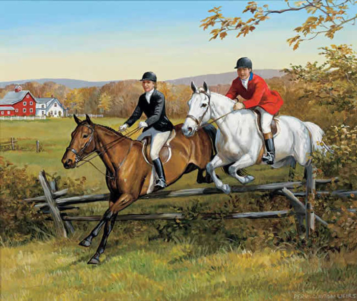 Horses Jumping Fence 240 37b 1 Artwork Micro Fiber Cleaning Cloth 6"x 8"Inch