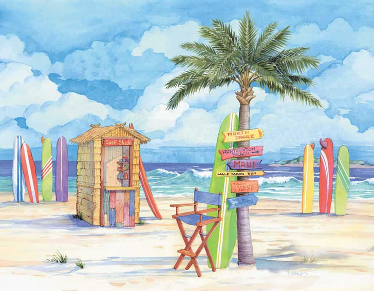 Beach with Surf Boards 240-10d-4 Artwork Micro Fiber Cleaning Cloth