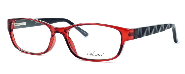 Enhance Designer Reading Glasses EN3959-BUR-53 mm in Burgundy Red Crystal Black