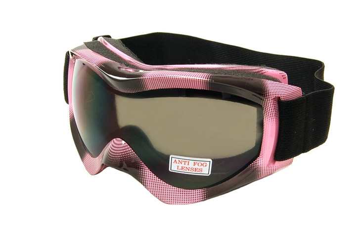 Large Ski Goggles w/ Anti-Fog lenses & Head Strap in Pink G30SD