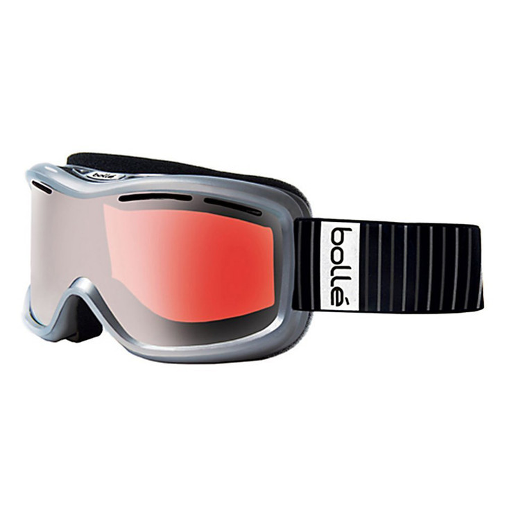 Bollé Ski Goggles: Monarch in Shiny Silver with Vermillion Gun Lens