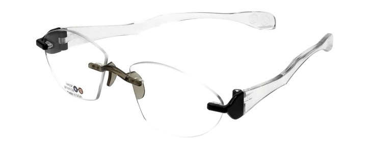 I Wear America Designer Rimless Eyewear Made in the USA "Freedom 1" in Black Crystal :: Progressive