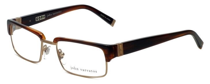 John Varvatos Designer Reading Glasses V137 in Brown-Horn 52mm