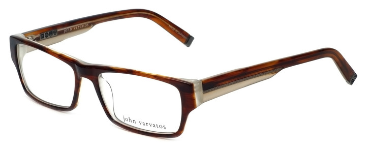 John Varvatos Designer Reading Glasses V332 in Amber-Tortoise 56mm