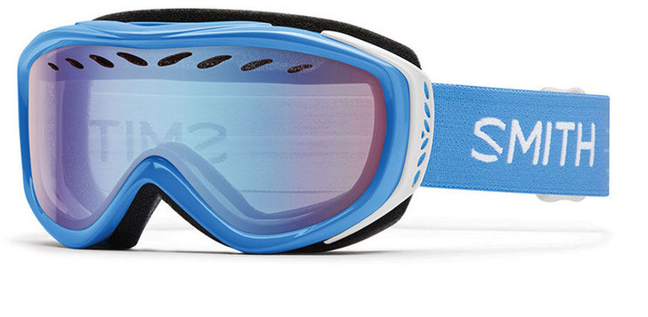 Smith Optics Snow Goggles Transit Airflow Series in French Blue Static with Blue Sensor Mirror Lens