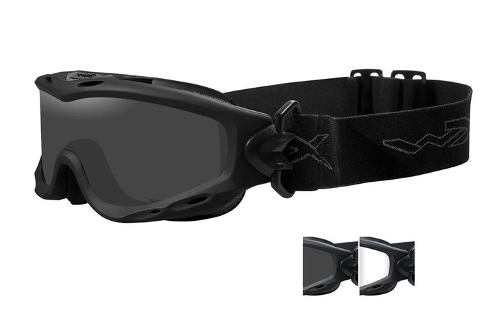 Wiley X Spear Tactical Safety Goggles in Black with Smoke & Clear Lens