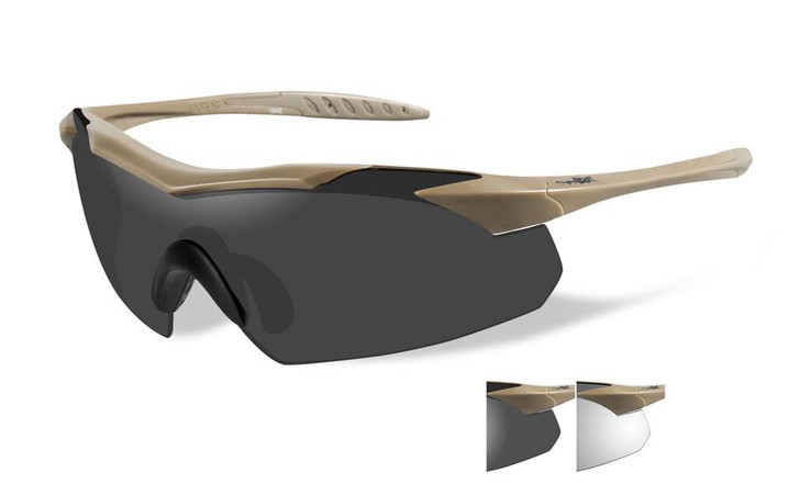 Wiley x Vapor Sunglasses - Smoke Grey-Clear Lens - Tan Frame