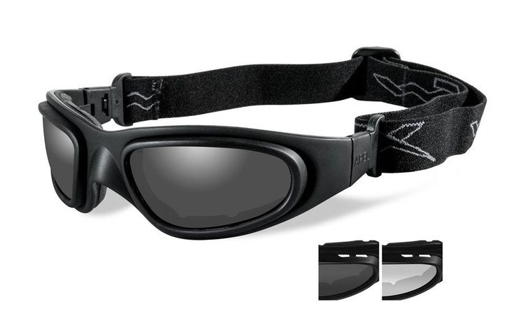 Wiley X SG-1 V-Cut Tactical Safety Goggles in Matte Black with Smoke & Clear Lens