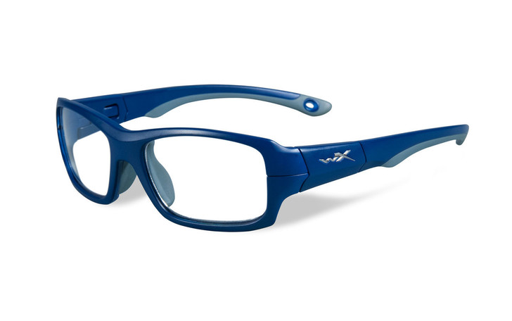 Wiley-X Youth Force Series 'Fierce' in Matte-Blue Indigo & Grey Safety Eyeglasses :: Custom Left & Right Lens