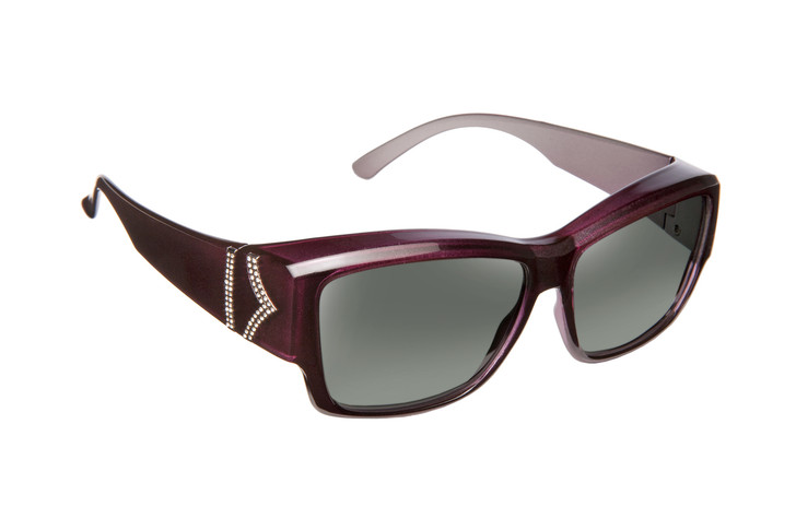 Haven Polarized Designer Fitover Sunglasses Stella Purple Crystal Chevron & Grey