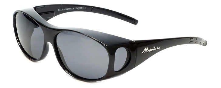 Montana Designer Fitover Sunglasses F01E in Gloss Black & Polarized Grey Lens