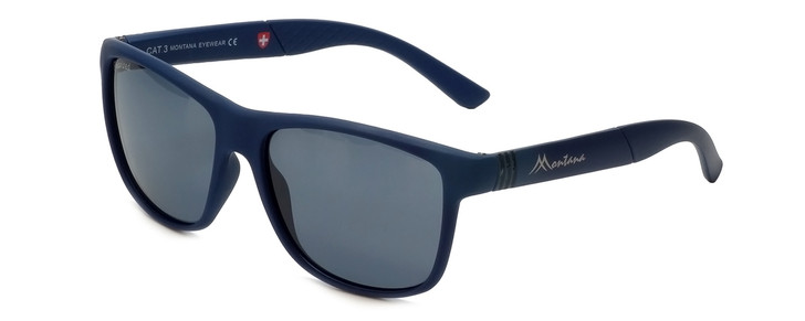 Montana Eyewear Designer Polarized Sunglasses MS312A in Matte-Blue & Grey Lens