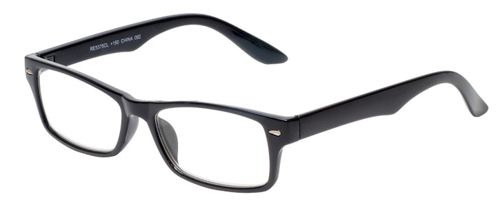 Profile View of Calabria Seafarer Slim Reading Glasses WIDE Vintage 30 Gloss Black