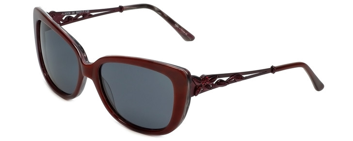 Judith Leiber Designer Sunglasses JL5009-06 in Ruby in Grey Lens