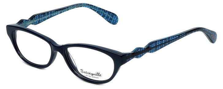 Betsey Johnson Designer Eyeglasses Betseyville BV115-05 in Fishnet-Blue 51mm :: Rx Single Vision