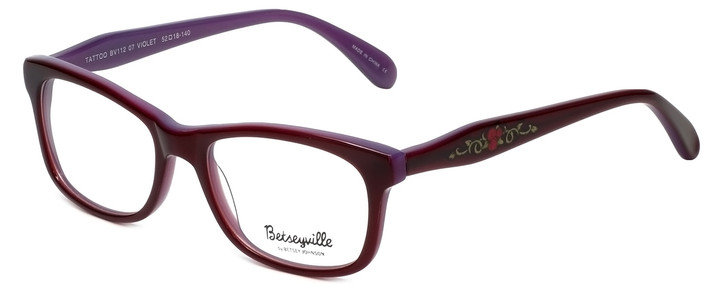 Betsey Johnson Designer Eyeglasses Betseyville BV112-07 in Violet 52mm :: Progressive