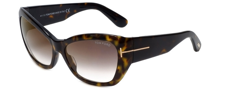 Tom Ford Designer Sunglasses Corinne TF460-52G in Havana with Brown-Gradient Lens