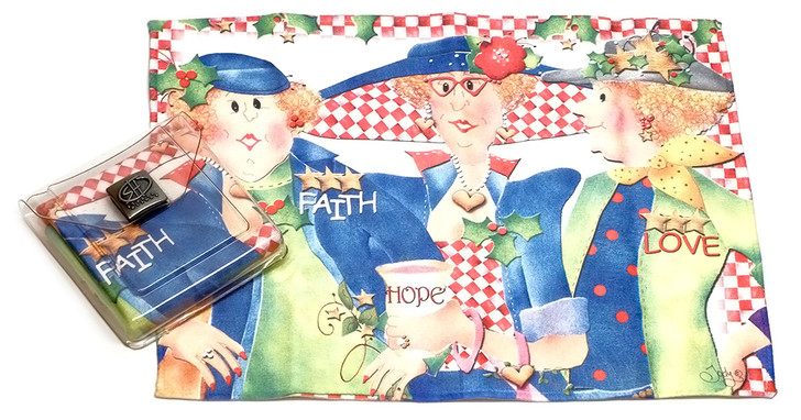 Holiday Christmas Theme Quality Microfiber Cleaning Cloth - Faith Hope Love Art